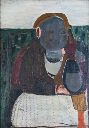 GINO MELONI Varese 1905 – Lissone 1989 DONNA SEDUTA, 1948 olio su tela, cm...