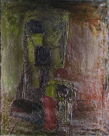 ALFREDO CHIGHINE Milano 1914 - Pisa 1974 TESTA VERDE E BRUNO, 1959 olio su...