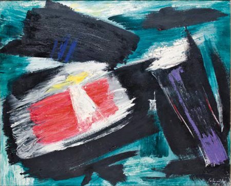 GERARD SCHNEIDER Sainte Croix 1896 – Parigi 1986 SENZA TITOLO, 1954 olio su...