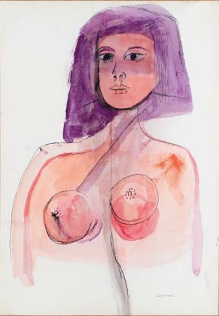 BRUNO CASSINARI Piacenza 1912 – Milano 1992 VOLTO tecnica mista su carta...