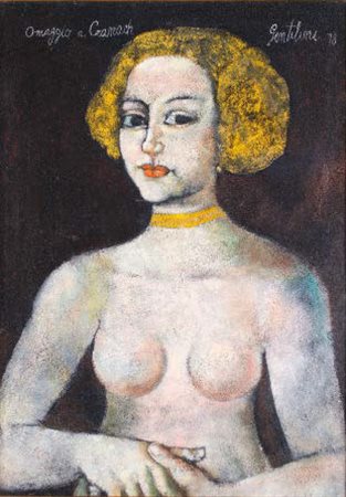 FRANCO GENTILINI Faenza 1909 - Roma 1981 OMAGGIO A CRANACH, 1978 olio su tela...