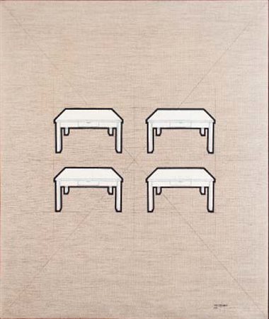 TINO STEFANONI Lecco 1937 – 2017 I TAVOLI, 1974 tecnica mista su tela, cm...