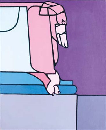 VALERIO ADAMI Bologna 1935 HOLLYWOOD HOME, 1971 acrilico su tela, cm 73x60....