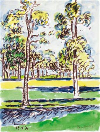 ORFEO TAMBURI Jesi 1910 – Parigi 1994 NEL BOIS DE BOULOGNE, 1971 acquerello...