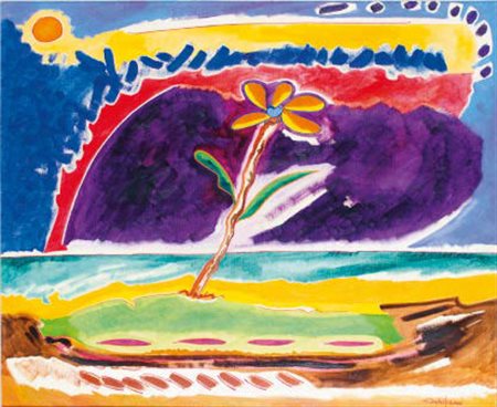 LUCIANO SCHIFANO Sabratha 1943 FIORE NOTTURNO, 1974 olio su tela, cm...