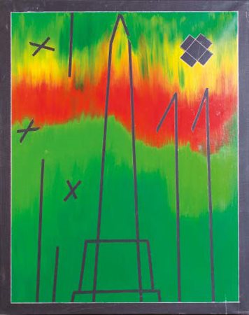 FRANCO ANGELI Roma 1935 - 1988 TRACCE olio su tela, cm 100x80. Firmato e...