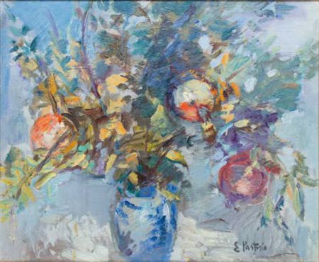 EZIO PASTORIO Cremona 1911 - Milano 2006 MELOGRANI, 1981 olio su tela, cm...