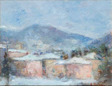 EZIO PASTORIO Cremona 1911 - Milano 2006 NEVE A CLUSONE, 1973 olio su tela,...