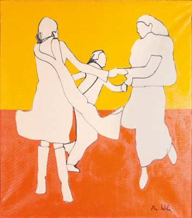 MARCO LODOLA Dorno 1955 GIROTONDO olio su tela, cm 120x106. Firmato in basso...