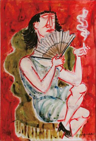 GIUSEPPE MIGNECO Messina 1903 – Milano 1997 DONNA CON VENTAGLIO E SIGARETTA...