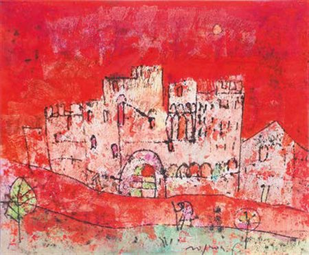 FRANCO ROGNONI Milano 1913 - 1999 CITTA’ tecnica mista su carta applicata su...