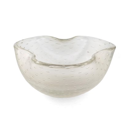 Ciotola in vetro sommerso iridato lavorazione con bolle d'aria 1940 cm 12x27