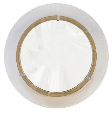 Specchio con cornice in cristallo molato e colorato , dettagli in cromo....