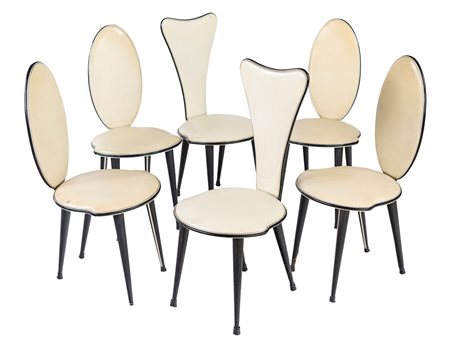 Sedie quattro piu' due capotavola in legno rivestimento in ecopelle 1960 cm...