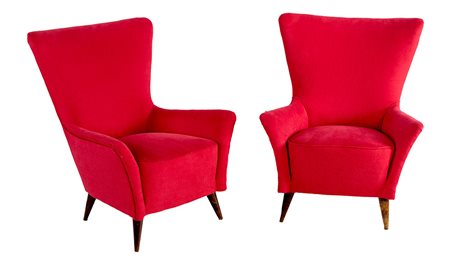 Coppia di poltrone struttura in legno rivestimento in tessuto nuovo ,...