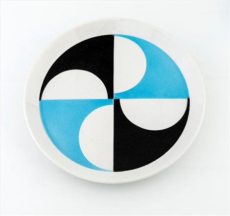 Piatto riedizione della serie "Ponti Blu" collezione Pozzi Gallarate 1967...