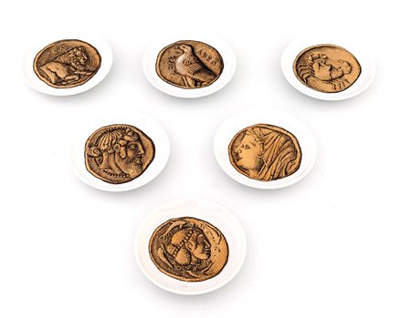 Sotto bicchieri in porcellana e disegni in oro per la Banca di Messina 1960...