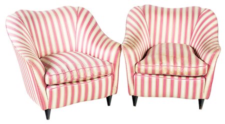 Coppia di poltrone struttura in legno rivestimento in tessuto originale,...