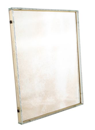 Specchio con cornice in vetro strappato dettagli in ottone 1950 cm 60x46
