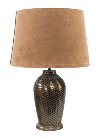 Lampada da tavolo in vetro di Murano con foglia d'oro elementi in ottone con...