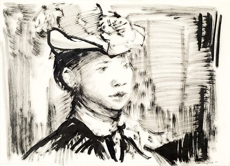 Domenico Purificato Fondi 1915-Roma 1984, FIGURA DI DONNA CON CAPPELLO 1963...