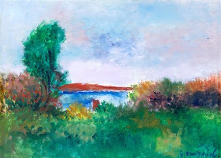 Giovanni Omiccioli Roma 1901-Roma 1975, Capanna a Fregene Olio su cartone...