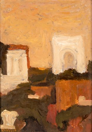 Carlo Quaglia Terni 1903-Roma 1970, Foro Romano 1965 Olio su masonite cm...