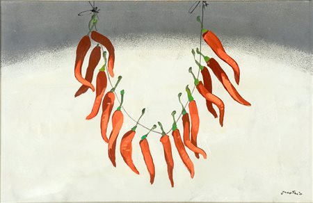 Enotrio Pugliese Enotrio Buenos Aires 1920-Pizzo 1989, Peperoncini Olio su...