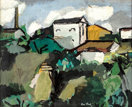 Giorgio Celiberti Udine 1929-0, Paesaggio Calabro Olio su tela cm 60x70 Firma...