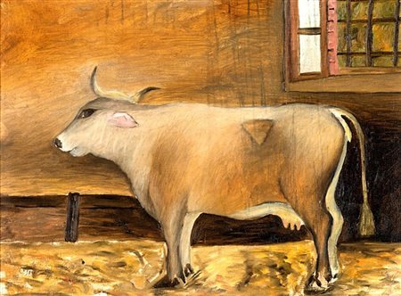 Giuseppe Cesetti Tuscania 1902-Tuscania 1990, MUCCA 1940 Olio su tela cm...