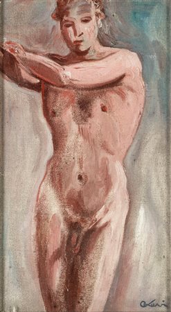 Carlo Levi Torino 1902-Roma 1975, Nudo maschile 1933 olio su cartone telato...