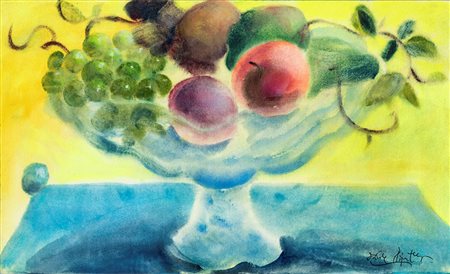 Ercole Pignatelli Lecce 1935, Vaso con frutti Tecnica mista su carta cm...