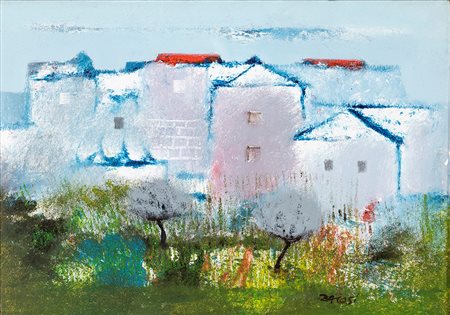 Manlio Bacosi Perugia 1921-Perugia 1998, Paesaggio con la neve Olio su tela...