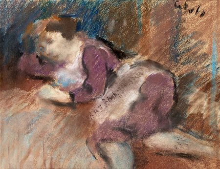 Guido Polo Borgo Val Sugana 1898-Trento 1988, FIGURA DI DONNA Pastelli su...