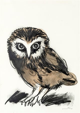 Enotrio Pugliese Enotrio Buenos Aires 1920-Pizzo 1989, Civetta 1985 Olio su...