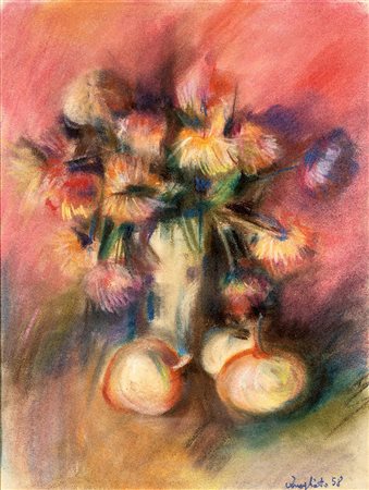 Pittore del XX secolo 0-0, Lotto di due pastelli Pastello su carta cm 39x29...