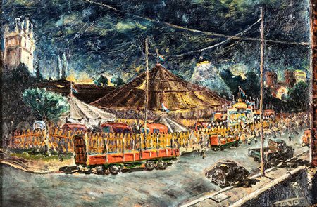 Tato Bologna 1896-Roma 1974, Luna Parco 1936 Olio su tavola cm 40x60 Firma in...