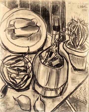 Emilio Notte Ceglie Messapica 1891-Napoli 1982, Natura Morta 1918 Carboncino...
