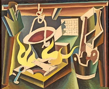 Fortunato Depero 0-0, Dipinto preparatorio per l'opera "Polenta a fuoco...