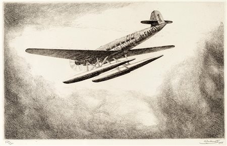 Antonio Carbonati Mantova 1893-Roma 1956, Ala Littoria 1938 Acquaforte cm...