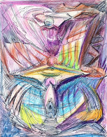 Alberto Bragaglia Frosinone 1896-Roma 1985, Senza Titolo Penna e pastelli...