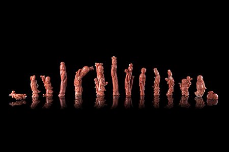 Quattordici sculture in coralloCina, inizio secolo XXIl presente lotto...