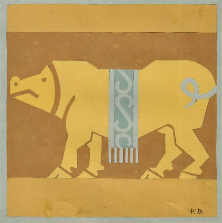 Fortunato Depero Maiale, 1938–39;Tempera su cartoncino, 18,5 x 19,5 cm, in...