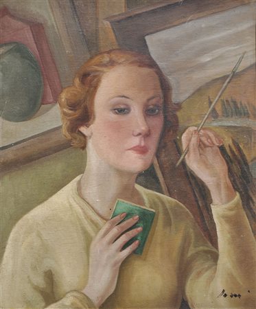 Guglielmo Janni (Rom/Roma 1892 – 1958) Ritratto di pittrice (Pasquarosa...