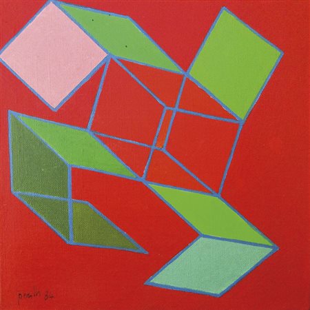 Achille Perilli (Rom/Roma 1927) Dune, 1984;Olio su tela, 20 x 20 cm Al retro...