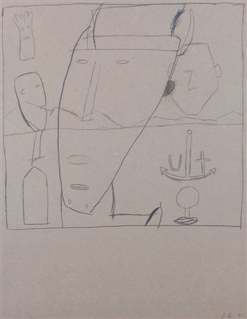 JAMES BROWN Los Angeles 1951 Self portrait, 1985 matite su carta beige a mano...