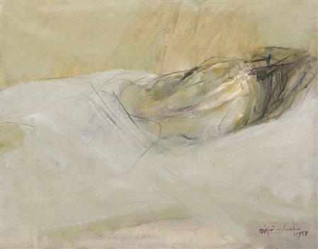 RODOLFO ARICO’ Milano 03/06/1930 - 2002 Figura distesa, 1958 olio su tela cm....