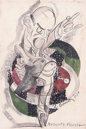 UBERTO BONETTI 1909 - 1993 Plebiscito fascista, 1929 tecnica mista su carta...