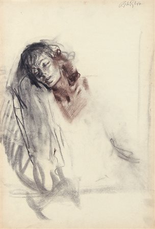 PAULO GHIGLIA Firenze 1905 - Roma 1979 Ritratto di Isa Miranda tecnica mista...