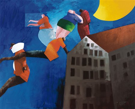 EMILIO TADINI Milano 1927 - Milano 24/09/2002 Fiaba acrilici su tela cm....